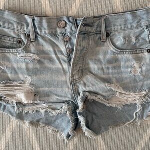 American Eagle Outfitters Light Blue Distressed Denim Jean Shorts